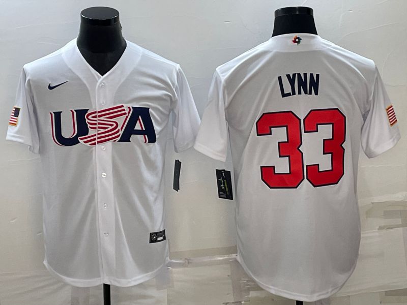 Men 2023 World Cub USA 33 Lynn White Nike MLB Jersey6